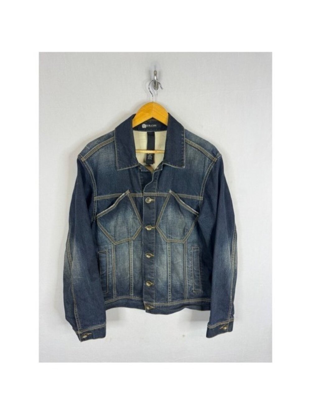 Vintage Sean John Mens Indigo Denim Trucker Jacket Large Y2K 90s Blue Cotton